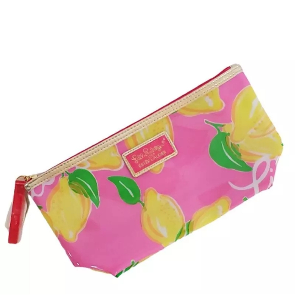 Lilly Pulitzer Pink and Yellow Lemon Cosmetic Pouch